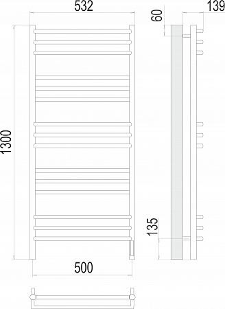 Прато П15 500х1300 электро (sensor quick touch) Полотенцесушитель  TERMINUS Шадринск - фото 3