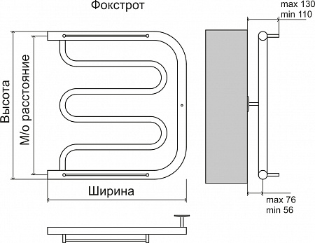 Фокстрот AISI 32х2 600х600 Полотенцесушитель  TERMINUS Шадринск - фото 3