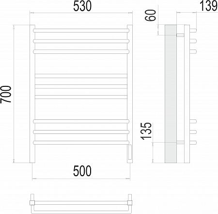 Соренто П9 500х700 электро (sensor quick touch) Полотенцесушитель  TERMINUS Шадринск - фото 3