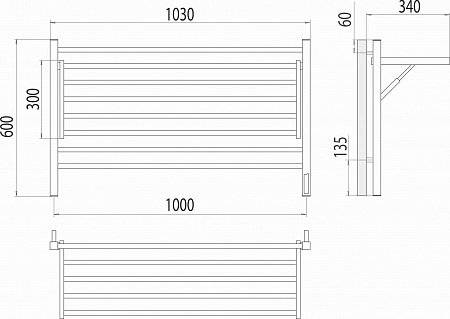 Горизонт П8 1000х600 электро КС ЧЕРНЫЙ МУАР (sensor quick touch) Полотенцесушитель TERMINUS Шадринск - фото 5